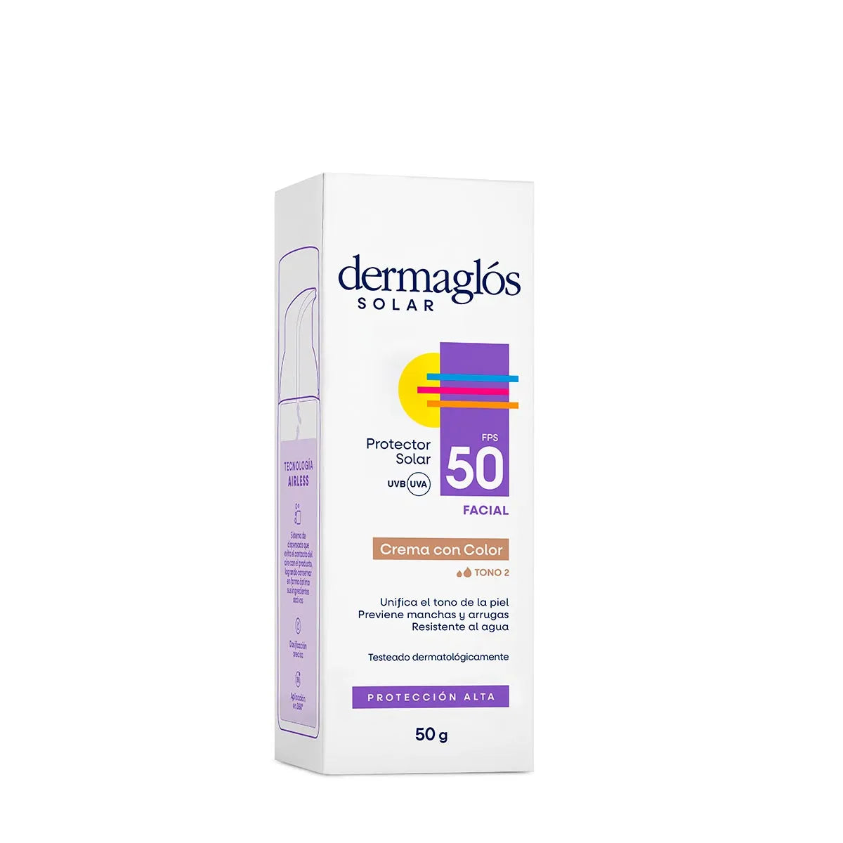 PROTECTOR SOLAR FACIAL CON TONO MEDIO FPS 50 - 50g