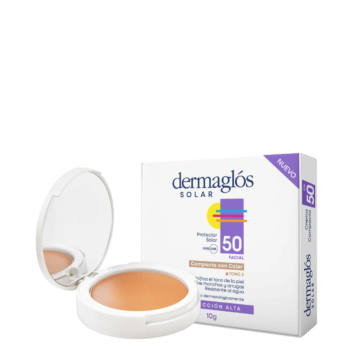 PROTECTOR SOLAR FACIAL CREMA COMPACTA FPS 50 CON COLOR - TONO 2