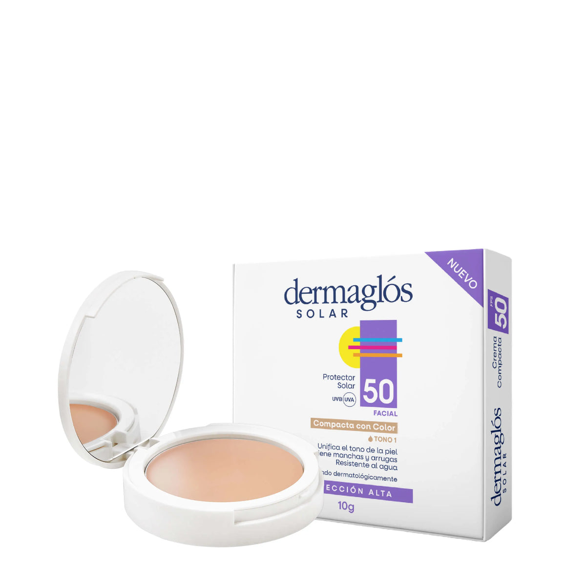PROTECTOR SOLAR FACIAL CREMA COMPACTA FPS 50 CON COLOR - TONO 1