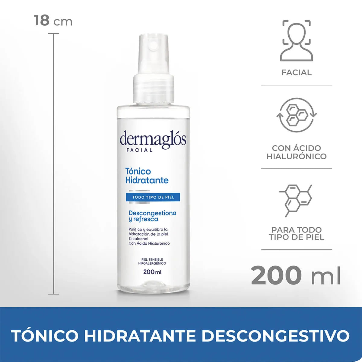 Tónico Dermaglós Hidratante Descongestivo Suavizante