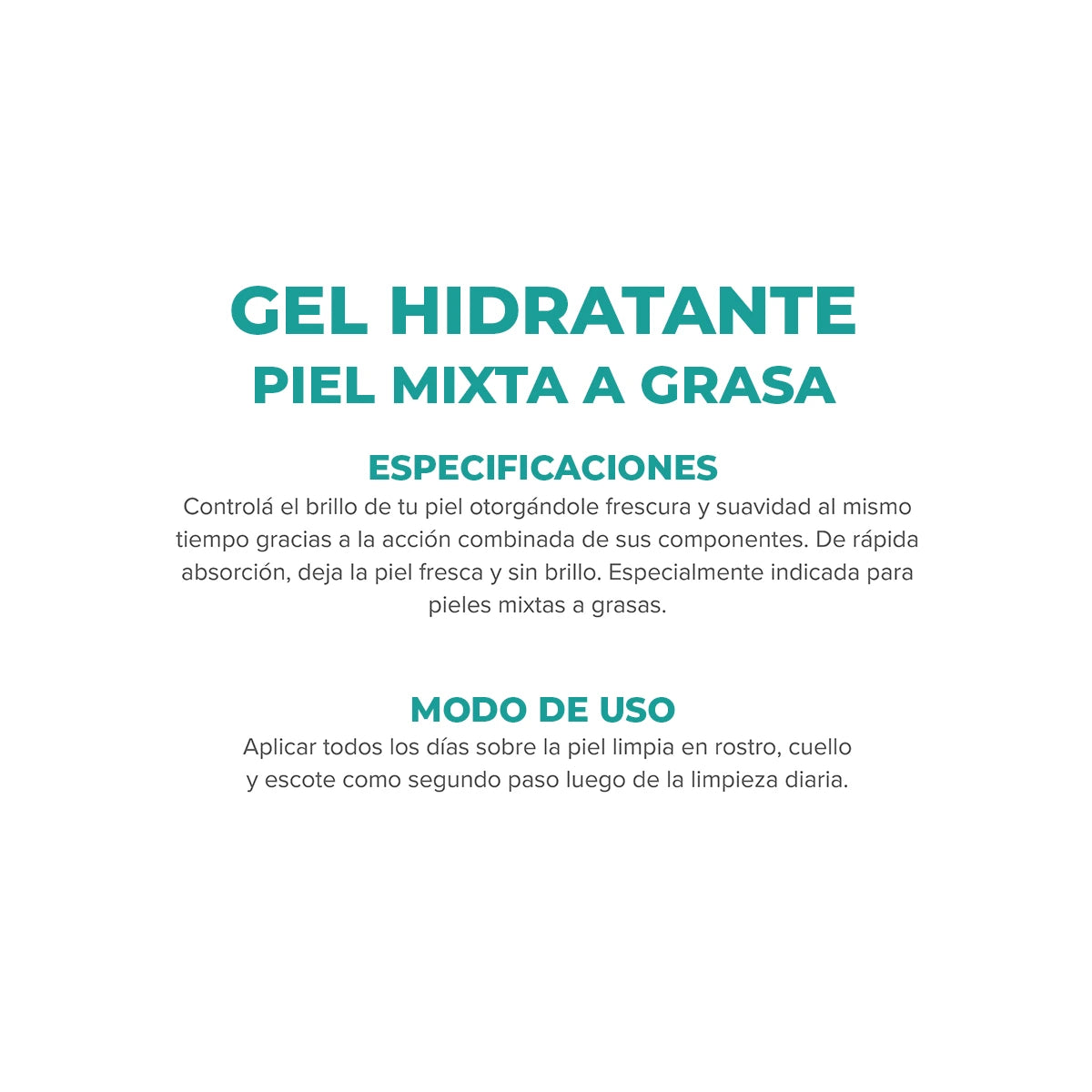 GEL DE HIDRATACIÓN EQUILIBRADA - PIEL MIXTA A GRASA - 70g