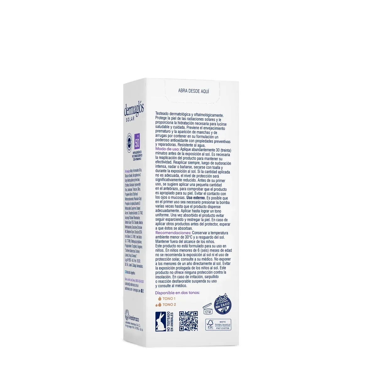 PROTECTOR SOLAR FACIAL CON TONO MEDIO FPS 50 - 50g