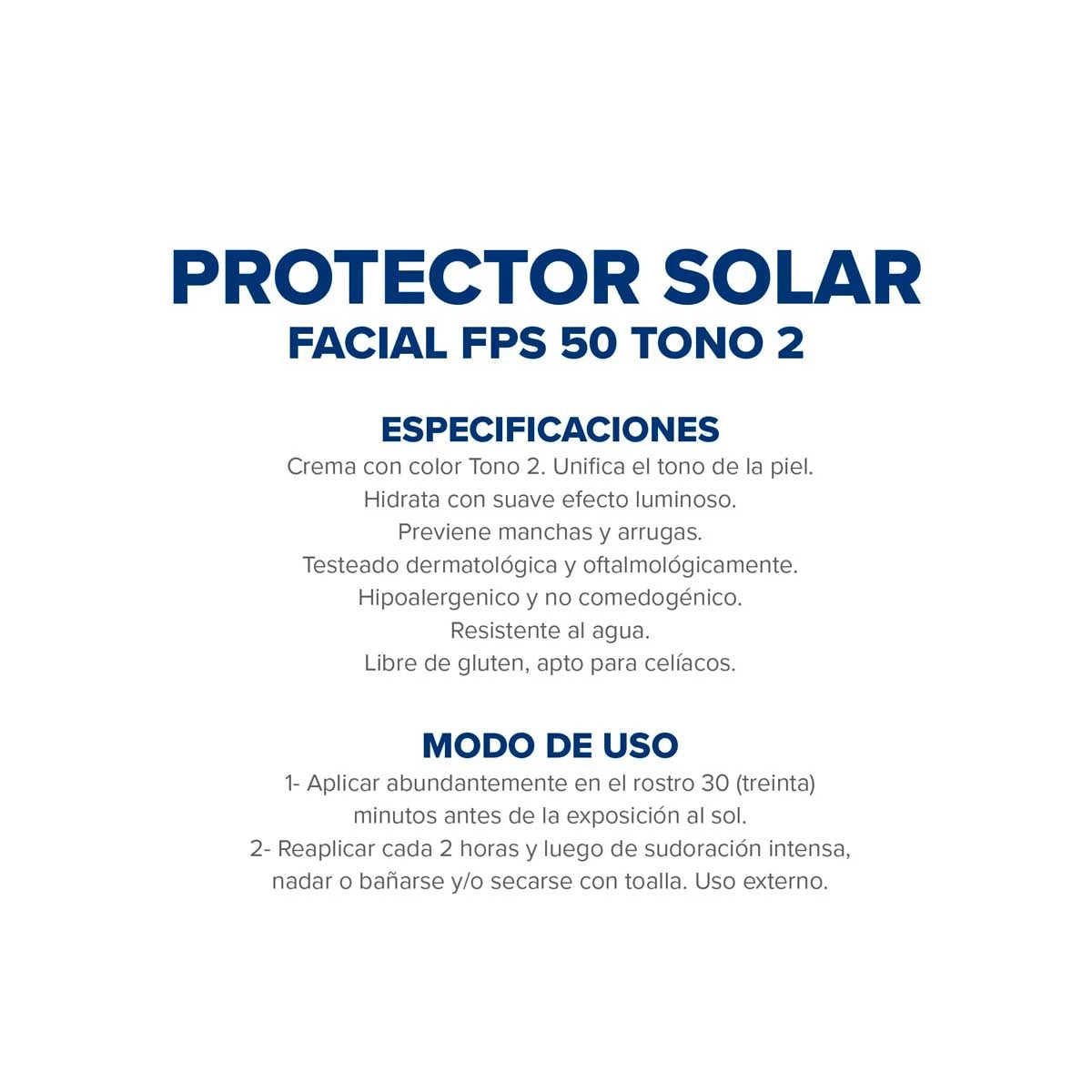 PROTECTOR SOLAR FACIAL CON TONO MEDIO FPS 50 - 50g
