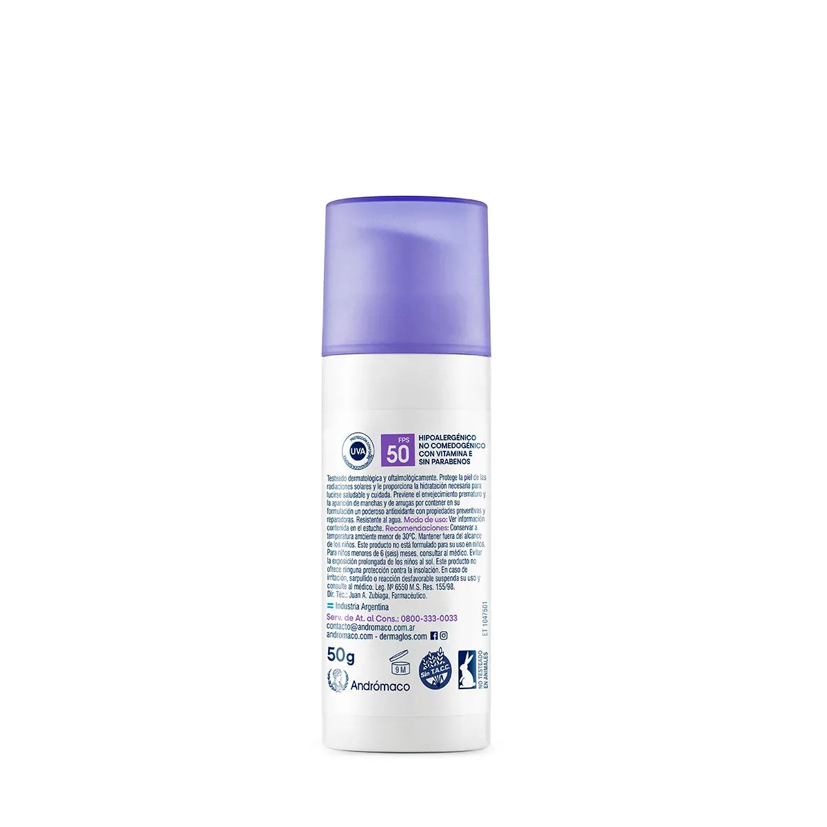 PROTECTOR SOLAR FACIAL SIN TONO FPS 50 - EFECTO SECO - 50g