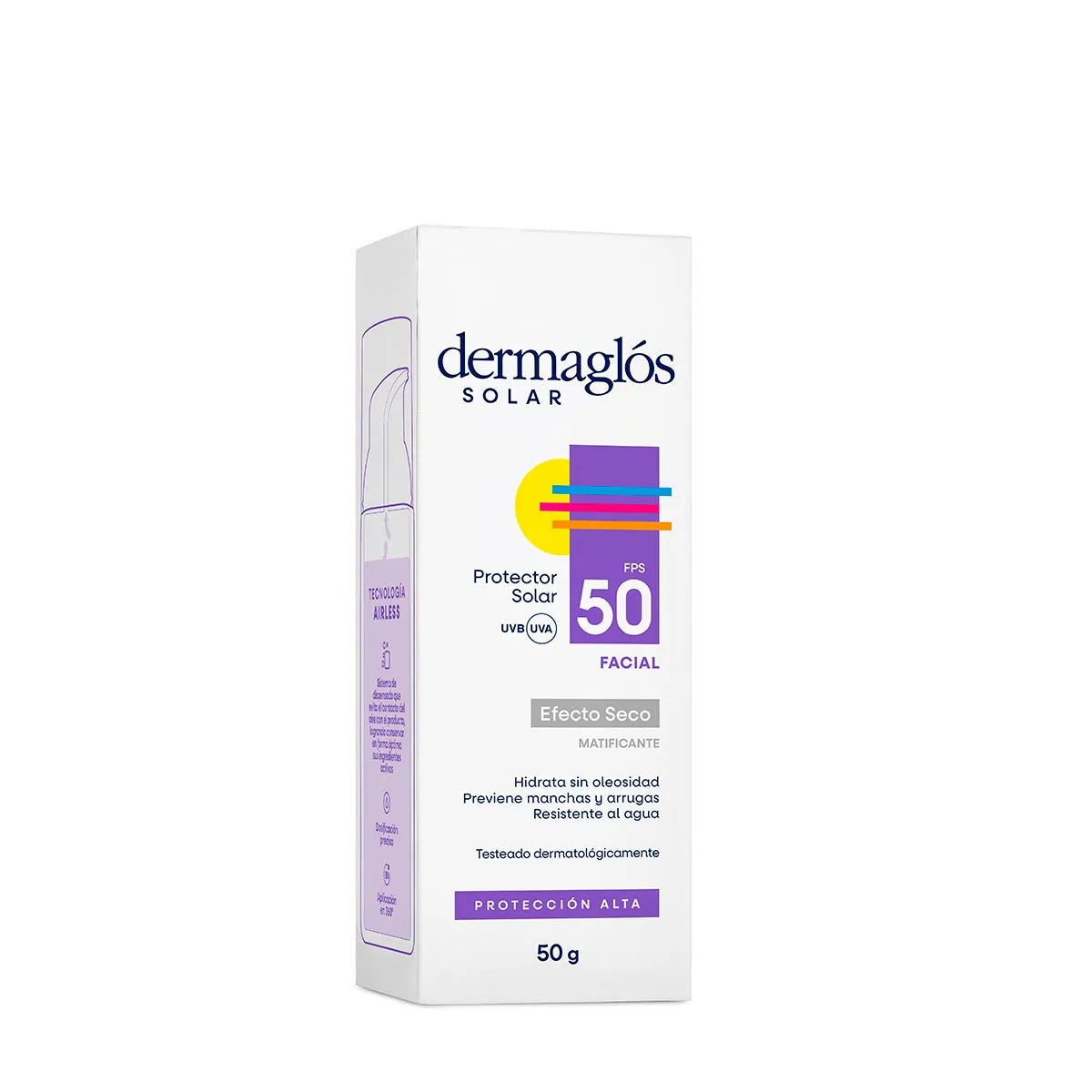 PROTECTOR SOLAR FACIAL SIN TONO FPS 50 - EFECTO SECO - 50g