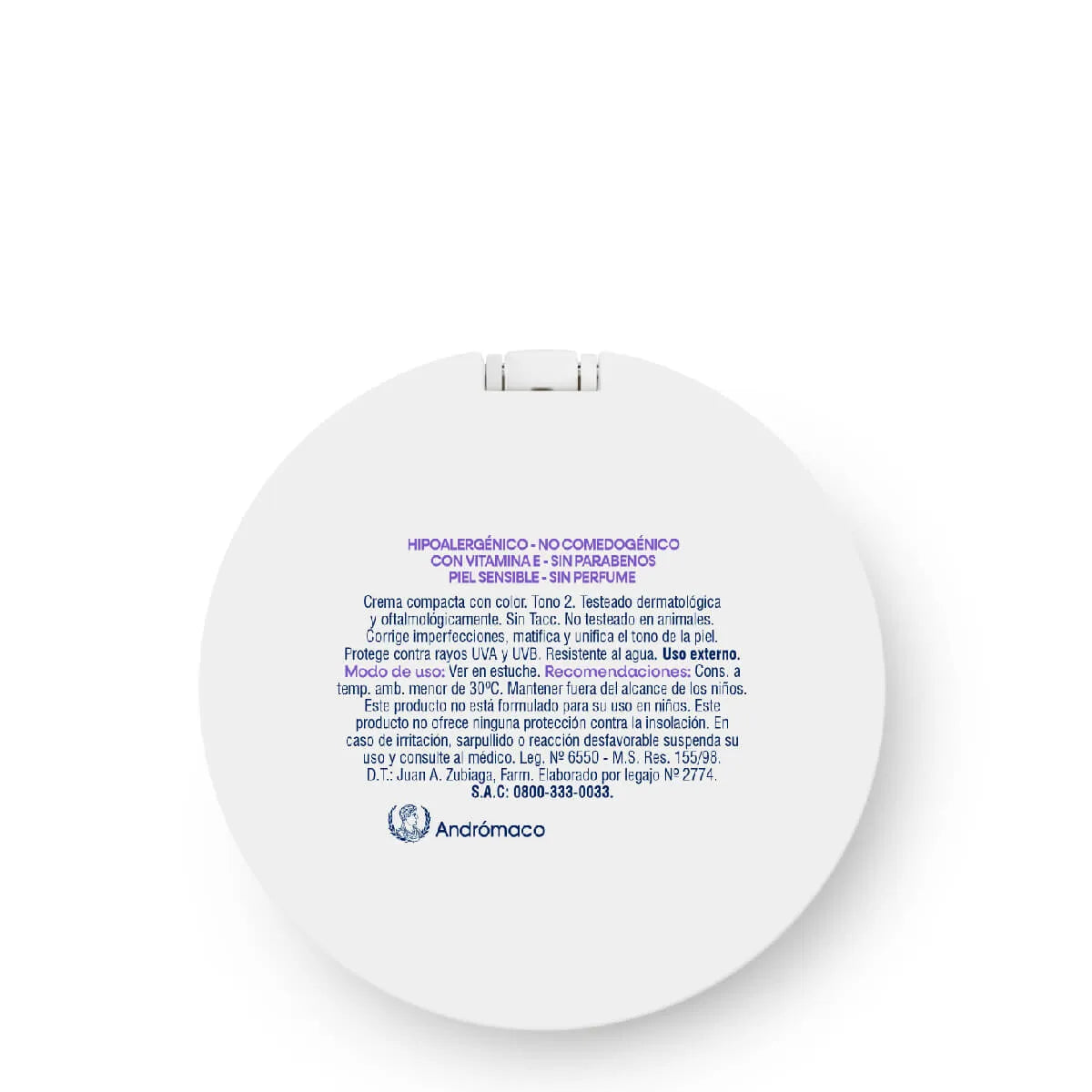 PROTECTOR SOLAR FACIAL CREMA COMPACTA FPS 50 CON COLOR - TONO 2
