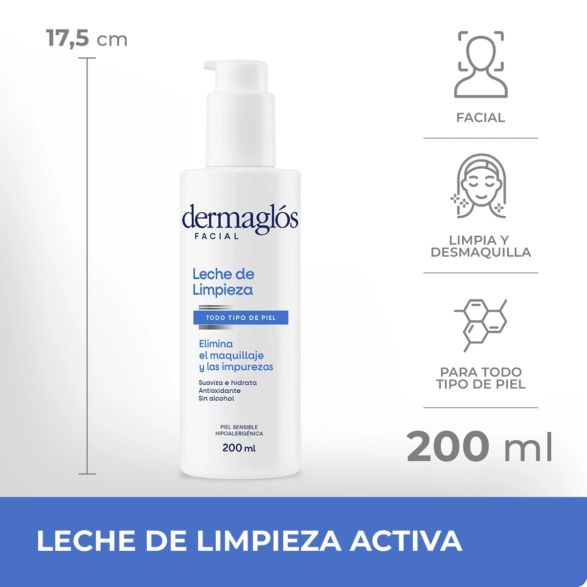 Leche de Limpieza Facial Dermaglós Todo Tipo de Piel