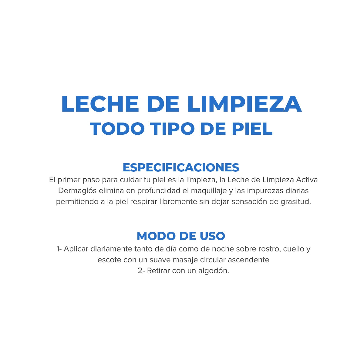 Leche de Limpieza Facial Dermaglós Todo Tipo de Piel