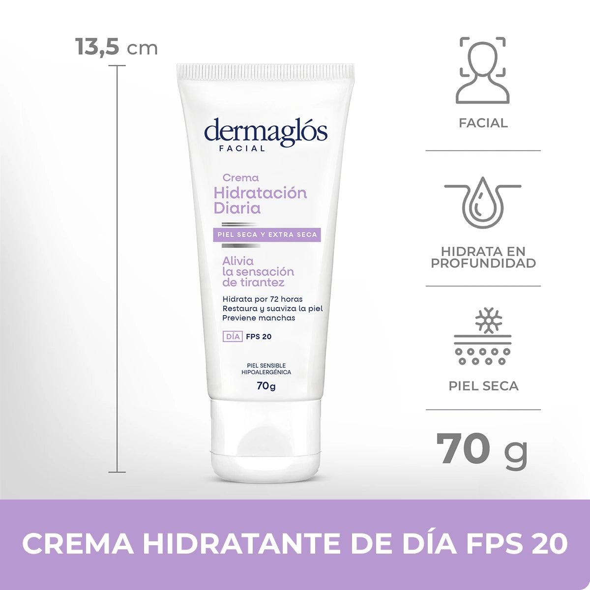 CREMA HIDRATANTE DE DÍA CON FPS 20 - PIEL SECA - 70g