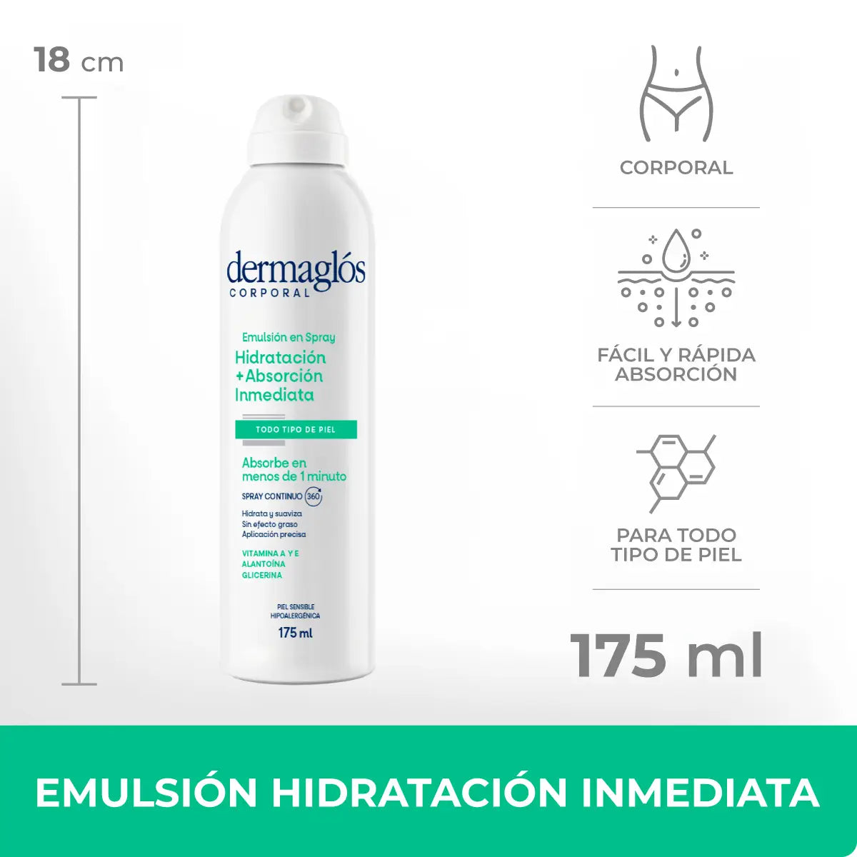 Emulsión Dermaglós Hidratación Inmediata Spray