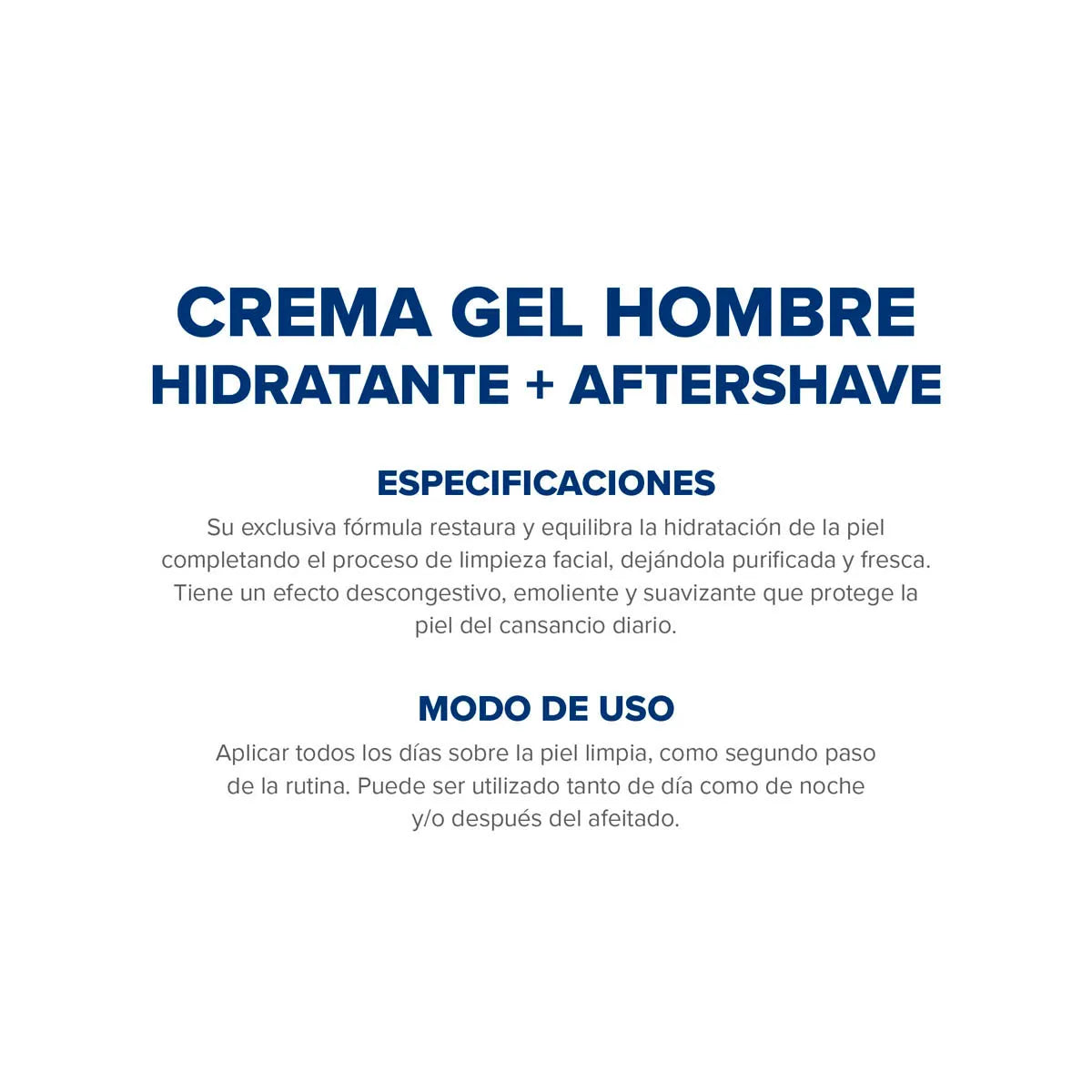 CREMA GEL HIDRATANTE + AFTERSHAVE - HOMBRES - 100ml