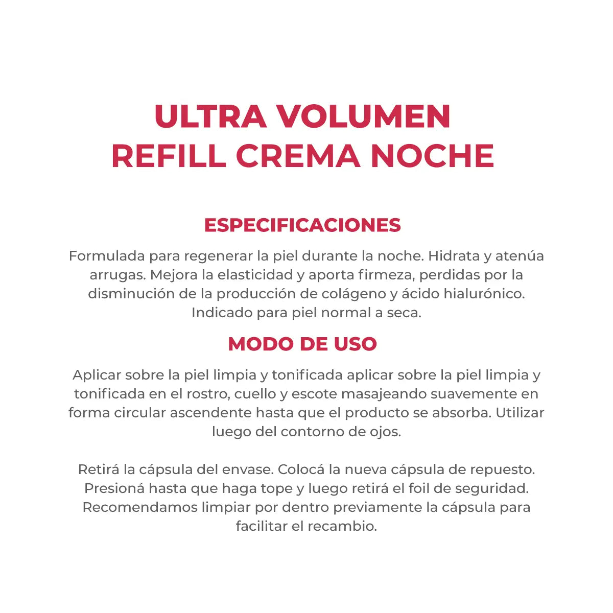 Crema Dermaglós Repuesto de Noche Ultra Volumen